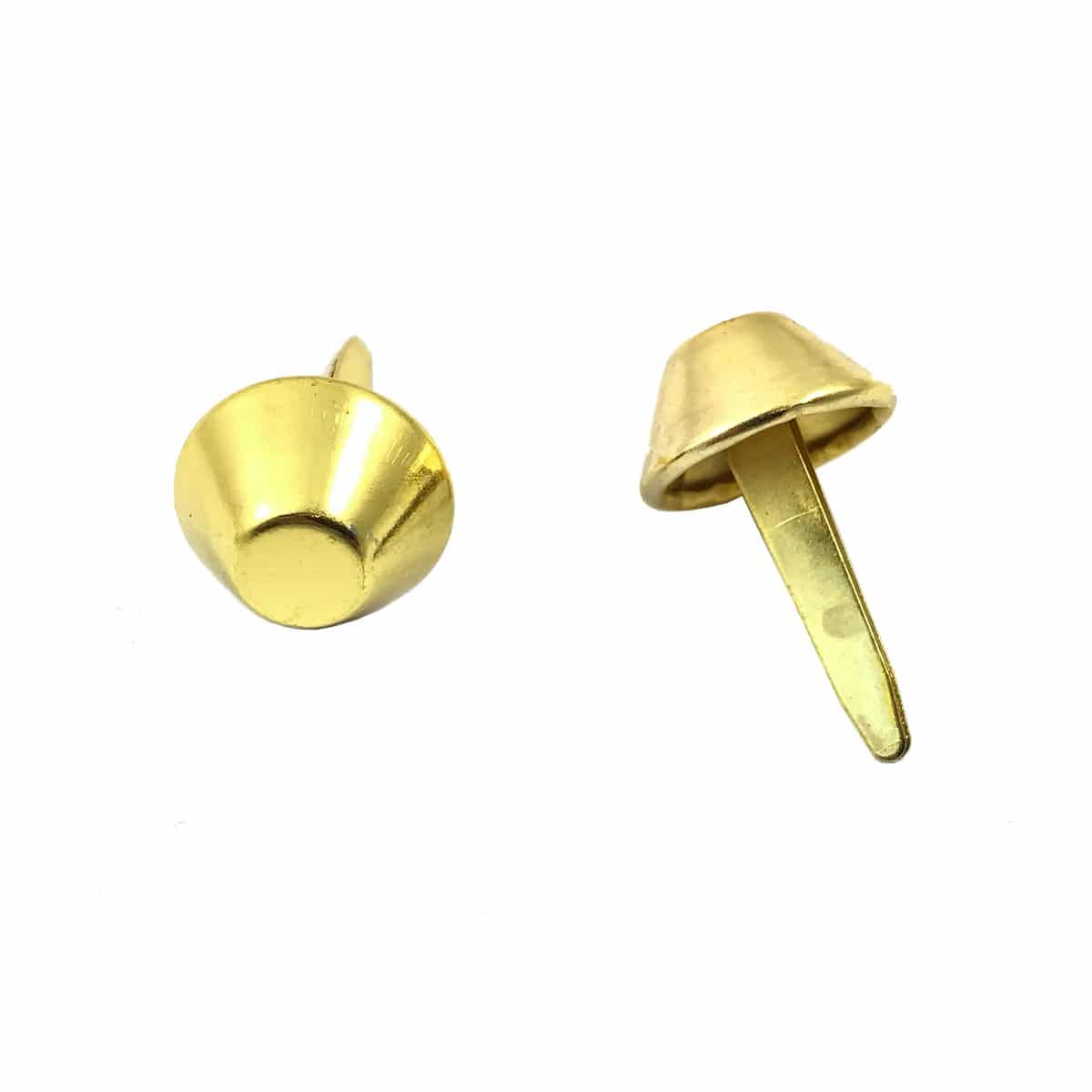 borchie metalliche cono con aletta tre sfere 1.5cm oro