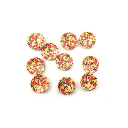 Bottoni Legno Tre Sfere Artigianali 2,5 cm Diverse Fantasie Corallo