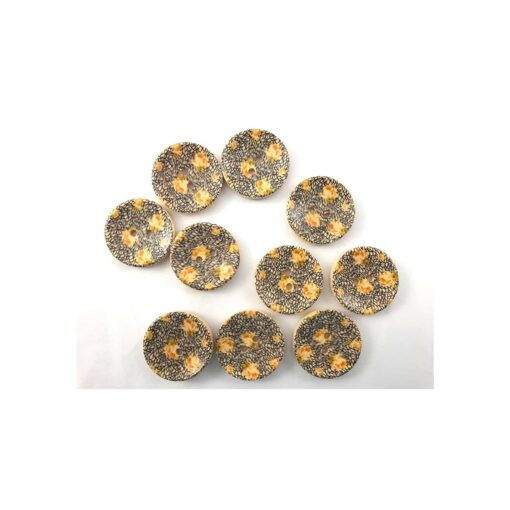 Bottoni Legno Tre Sfere Artigianali 2,5 cm Diverse Fantasie Giallo