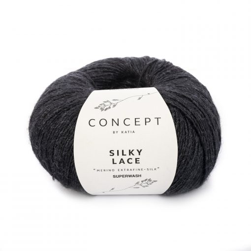 Silky Lace Katia Merino Extrafine Superwash 80% Seta 20% Nero 156