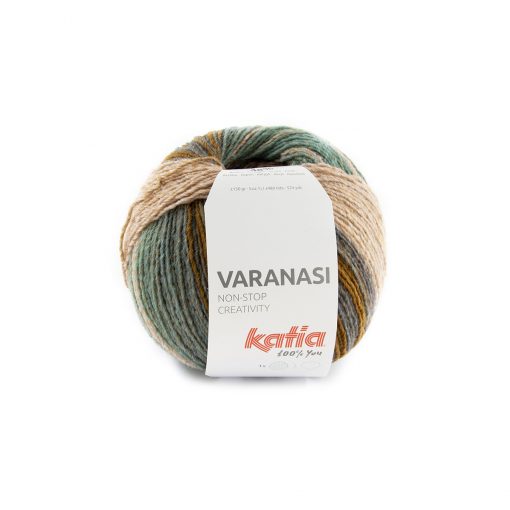 Varanasi Katia Lana 52% Acrilico 48% 302 - Blu verdastro-Rosato scuro
