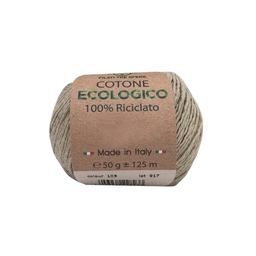 Cotone Ecologico Tre Sfere Riciclato 100% Cotone 80% Poliestere 20% Ecru 103