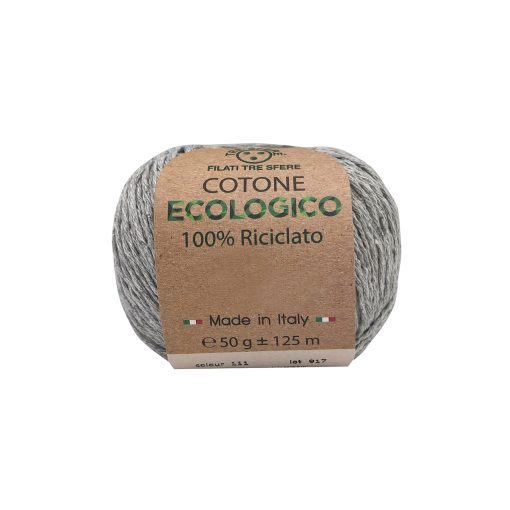 Cotone Ecologico Tre Sfere Riciclato 100% Cotone 80% Poliestere 20% Grigio Chiaro 111