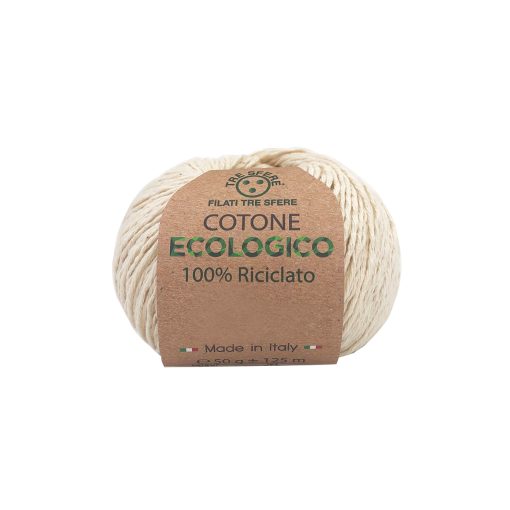 Cotone Ecologico Tre Sfere Riciclato 100% Cotone 80% Poliestere 20% Panna 02