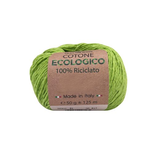 Cotone Ecologico Tre Sfere Riciclato 100% Cotone 80% Poliestere 20% Verde Lime 31