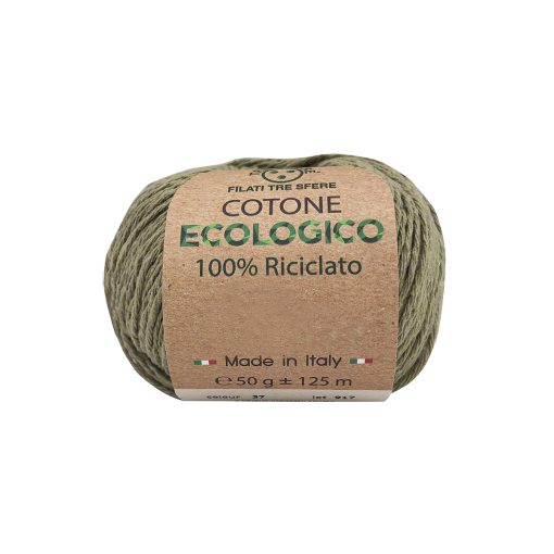 Cotone Ecologico Tre Sfere Riciclato 100% Cotone 80% Poliestere 20% Verde Malva 37