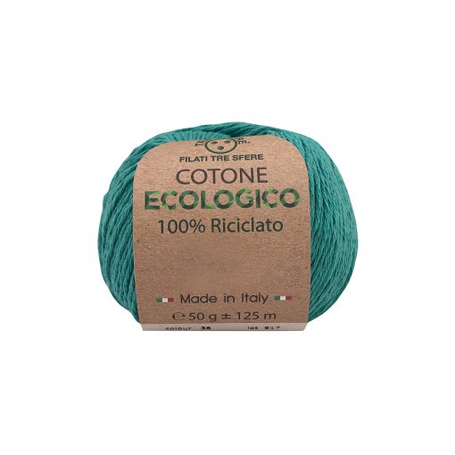 Cotone Ecologico Tre Sfere Riciclato 100% Cotone 80% Poliestere 20% Verde Smeraldo 38