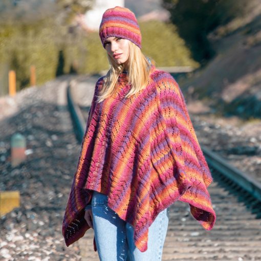 Ginger Mondial Microfibra PC 70% Lana Vergine Merino 30% Berretto e Poncho a Maglia