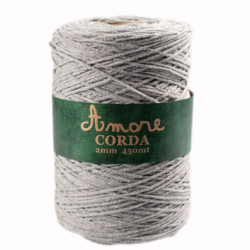 Amore Corda 2 mm Borgo de Pazzi - Firenze Cordino Cotone 75% Poliestere 25% Grigio Perla 730