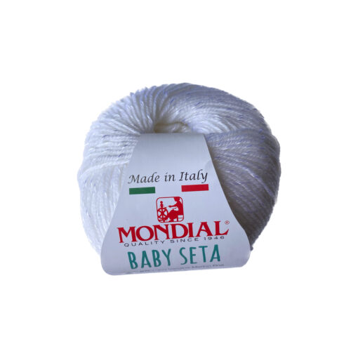 Baby Seta Mondial Lana Vergine Merino Fine 80% Viscosa 20% Bianco 100