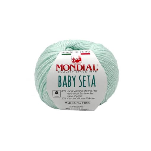 Baby Seta Mondial Lana Vergine Merino Fine 80% Viscosa 20% Verde acqua 26