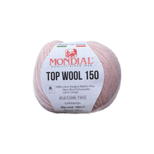 Top Wool 150 Mondial Lana Vergine Merino Fine 100% Rosa pallido 085