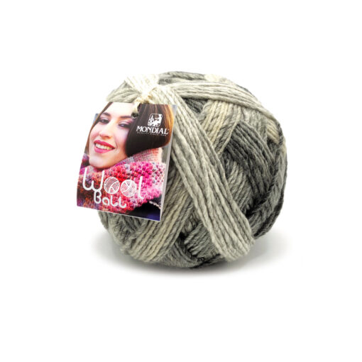 Wool Ball Mondial Lana Vergine Merino 30% Microfibra PC 70% Panna Grigio Nero 318