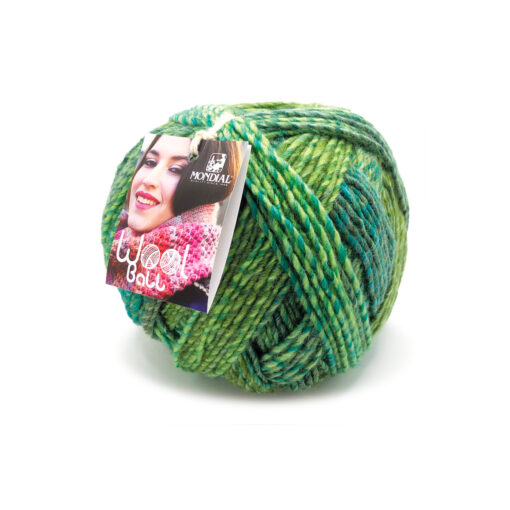 Wool Ball Mondial Lana Vergine Merino 30% Microfibra PC 70% Verde brillante Bottiglia Pino 315